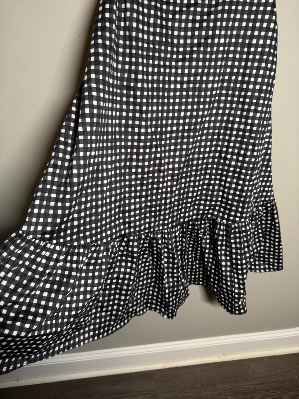 Anthropologie Hutch Strapless Gingham Midi Dress with Front Bow - Black White 6 - Picture 6 of 11